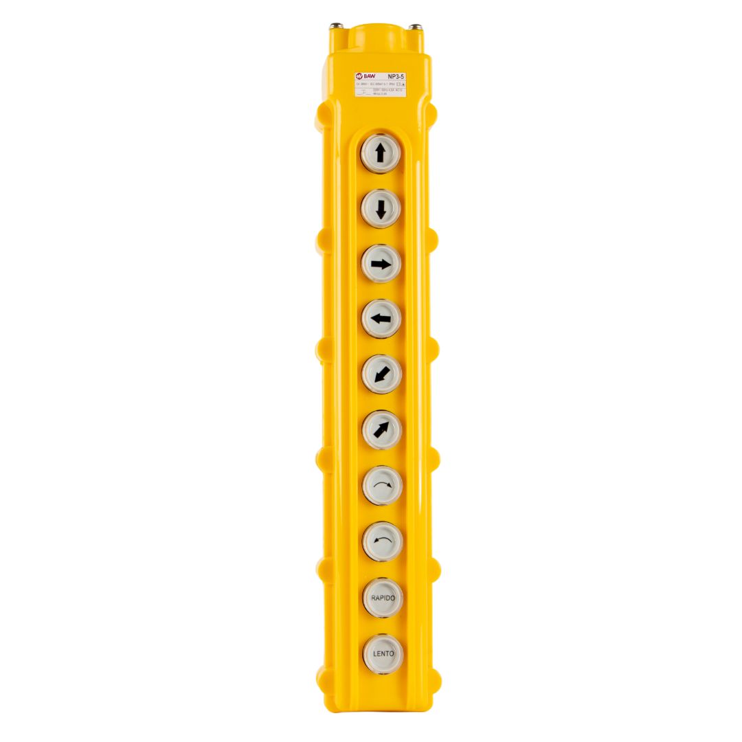 Caja colgante IP54 c/10 pulsadores Na enclavados de a pares.