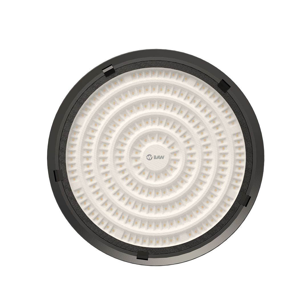 Luminaria LED galponera UFO, uso industrial, 220V~, 50-60Hz, 200W Temp. Color: 6500° K